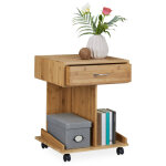 Relaxdays - table console  roulettes rolli table d'appoint tiroir 2 compartiments bambou hxlxp: 56, ...