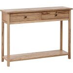 Table console rustique avec etag�re et 2 tiroirs bois clair salton
