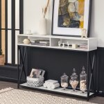 Design in - table console de style industriel 120 x 23 x 79 cm structure en acier meuble d'entre anti ...