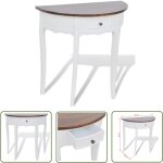 The living store - table console avec tiroir et dessus de table marron demi - ronde - table basse - meuble ... The living store - table console avec tiroir et dessus de table marron demi - ronde - table basse - meuble ...