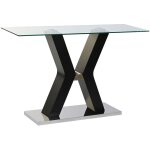 Table console en verre trempé et mdf noir - longueur 120 x profondeur 40 x hauteur 76 cm pegane Table console en verre trempé et mdf noir - longueur 120 x profondeur 40 x hauteur 76 cm pegane
