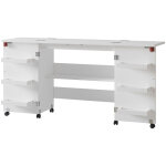 Table de couture carmen, blanc, 160x80. 2cm avec 6 �tag�res, vicco
