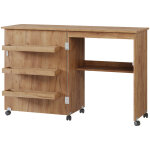 Table de couture carmen, ch�ne, 118x77. 5cm avec 3 �tag�res, vicco