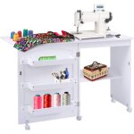 Table de couture pliante - 3 bacs et 1 etag�re de rangement - roulettes verrouillables pour salon, bureau, ...
