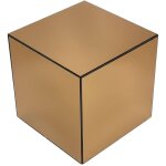 Table cubique miroir ambre. bout de canap�. table d'appoint cube miroir 30cm
