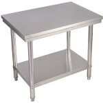 Table de cuisine en acier inoxydable table de travail table gastro avec etagere intermediaire 92x61x90cm ...
