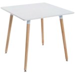 Table de cuisine table d'appoint carr�e 4 pieds en bois clair 80x80 cm tab10008