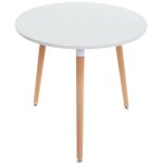 D�coshop26 - table de cuisine table d'appoint ronde 3 pieds en bois clair �80 cm tab10010