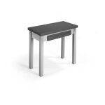 Herdasa, table de cuisine extensible, mod�le liv, en m�lamine et m�tal, 77x80x40 cm, graphite et gris ...