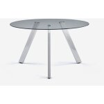 Table design moderne en verre ronde 130cm avec pieds en m�tal orun
