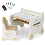 Table  dessin et chaise pour enfants avec 5 stylos & gomme bureau enfants en forme mignon charge 30kg ...