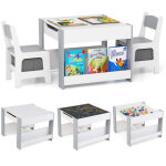 Table pour enfants avec 2 chaises amp plateau de table reversible amp bibliotheque groupe de sieges pour ...
