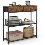 Table d'entr�e �troite avec 2 tiroirs en tissu meuble console bout de canap� sur 3 niveaux 24 x 76 x ...