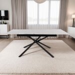 M&s - table extensible 160 / 200x90x76 cm effet marbre blanc et noir - mindy