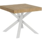 Itamoby - table extensible 90x90 / 194 cm clerk plateau chne nature pieds blancs