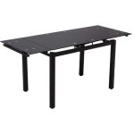 Table extensible en verre tremp� noir 110 / 170 cm pieds m�tal ? bora