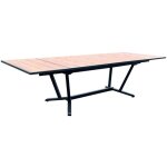 Table extensible - elena - aluminium poxy graphite - plateau lames fibre stone bois structure - 185 ...