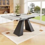 Table extensible gris moderne 80 - 160x74cm - plateau flexible - parfait pour cuisine, bureau, salon