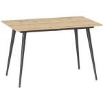 Table extensible de salle  manger 120 / 160 x 75 cm avec plateau en bois naturel et pitement acier ...