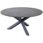 Table fixe - rotonda - aluminium poxy graphite - plateau verre tremp 3d print look pierre - 150 cm ...