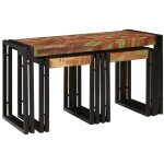 Table gigogne 3 pcs marron et noir bois de r�cup�ration massif cfw398030