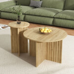 Neche ? tables basses gigognes en bois 2 pi�ces ? plateaux ronds mdf / pb ? hauteur 50 / 56, 5 cm ? design ...