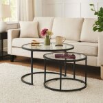 Tables gigognes en verre et metal lot de 2 - salon