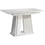 Mobilier1 - table goodyear 129, marbre blanc, 75x80x120cm, allongement, stratifi