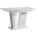 Mobilier1 - table goodyear 130, marbre blanc, 75x80x120cm, allongement, stratifi