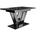 Mobilier1 - table goodyear 131, marbre noir, 76x80x120cm, allongement, stratifi