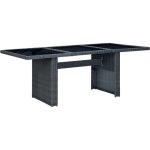 Table de gris foncé résine tressée et verre trempé Table de gris foncé résine tressée et verre trempé