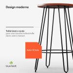 Table haute de bar 120 cm table mange debout de cuisine et salon en bois massif structure renforce robuste ...