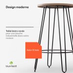 Table haute de bar 120 cm table mange debout de cuisine et salon en bois massif structure renforce robuste ...