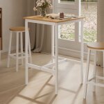 Table haute, table de bar carrée, cadre en acier, 60 x 60 x 92 cm, montage facile, pour cuisine, salon, ... Table haute, table de bar carrée, cadre en acier, 60 x 60 x 92 cm, montage facile, pour cuisine, salon, ...