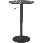 Table haute / bar ronde aspect marbre pour 2 personnes - r�glable (60x68 - 93, 5cm) pour cuisine, salon, ...