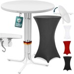 Table haute blanche pliable avec housse mange debout 110 cm bar bistrot jardin 2 crochets inclus intrieur ...