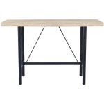 Table haute en bois coloris chne nordique et pieds en mtal coloris noir - longueur 160 x profondeur ...