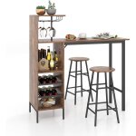 Costway table haute cuisine avec tabouret, mange debout industriel avec porte - verre porte - bouteilles, ... Costway table haute cuisine avec tabouret, mange debout industriel avec porte - verre porte - bouteilles, ...