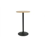 Table haute design ronde en bois clair chêne et métal noir d60 cm calista Table haute design ronde en bois clair chêne et métal noir d60 cm calista