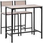Table haute et meuble bar 3 pi�ces avec 2 chaises - set de table et chaises de bar en mdf naturel et ...
