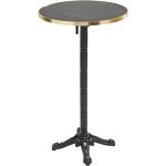 Table haute ronde 60 cm inclinable plateau marbre noir / dor� et noir