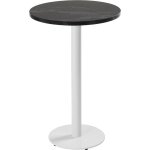 Table haute ronde 60 cm pied blanc et revtement marbre noir