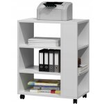 Table d'imprimante multifonctionnelle avec roulettes, blanche Table d'imprimante multifonctionnelle avec roulettes, blanche