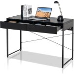 Relax4life - table informatique  2 tiroirs avec cadre en acier robuste, bureau style industriel charge ...