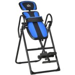 Table d'inversion pliable avec roulettes & dossier r�glable - m�tal abs noir / bleu - dimensions 132x71x145 ...