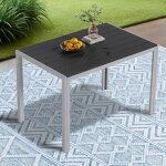 Liferun - table de jardin 110x70x72cm, aluminium, antirouille, rsistante aux intempries, table  manger ...