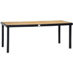 Table de jardin 190x90x74cm, aluminium, plateau pe, lattes imitation bois, 8 places - naturel et noir ...