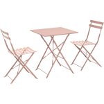 Table de jardin et 2 chaises 60 cm rose poudr�