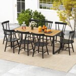 Table de jardin 200 cm pour 8 personnes table exterieur en bois d?acacia avec trou de parasol dia. 5 ...