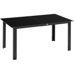 Table de jardin 6 places rectangulaire ? verre tremp� & aluminium noir ? pour grande terrasse